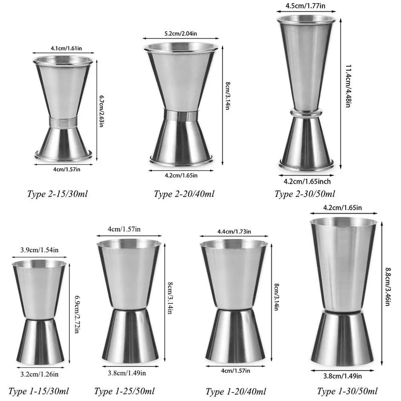 Stainless Steel Cocktail Jigger Double Shot Measure Bar Measuring Cup Tool 9