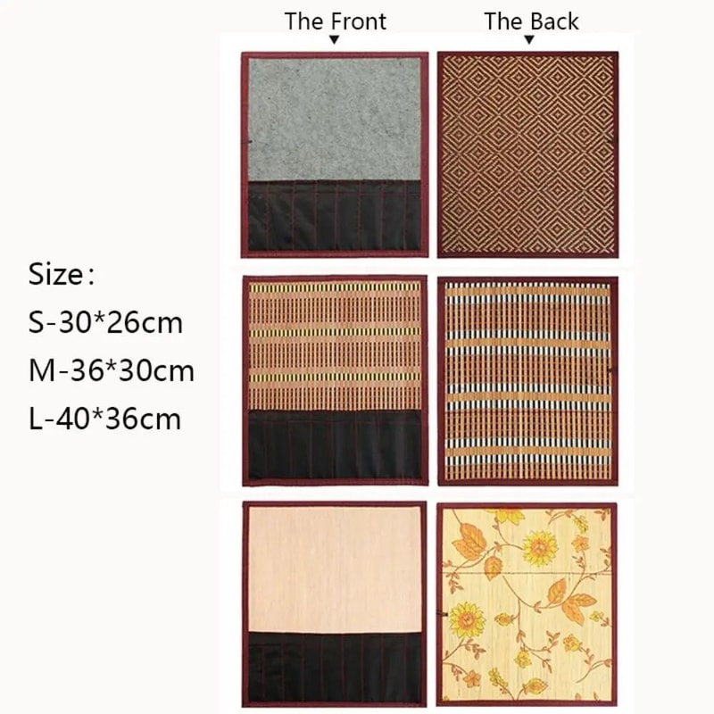 Bamboo Brush Roll Up Pouch Calligraphy Brush Holder Large Capacity Art Supplies Organizer 13