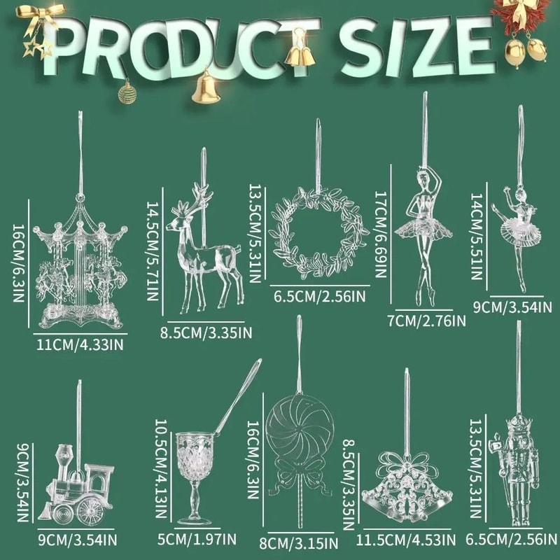 Clear Acrylic Christmas Ornaments Angel Hanging Transparent Tree Decorations 11