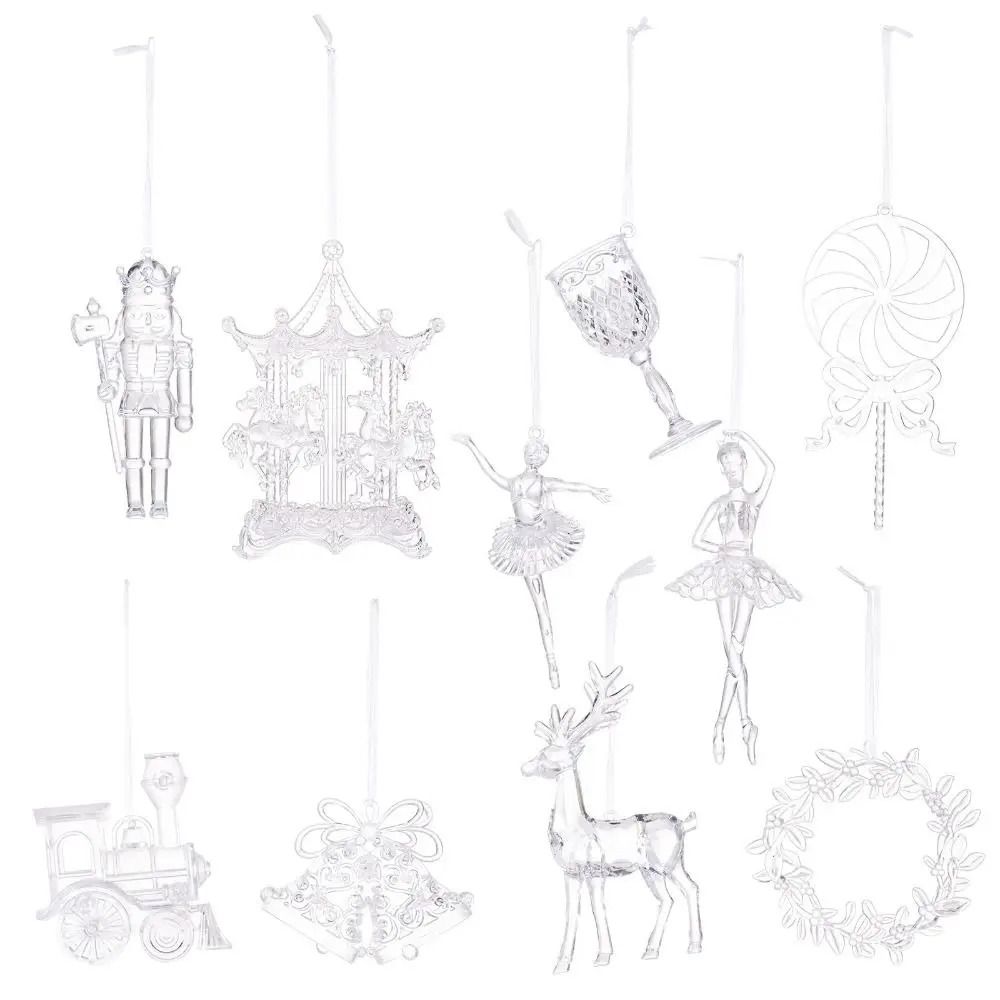 Clear Acrylic Christmas Ornaments Angel Hanging Transparent Tree Decorations 14