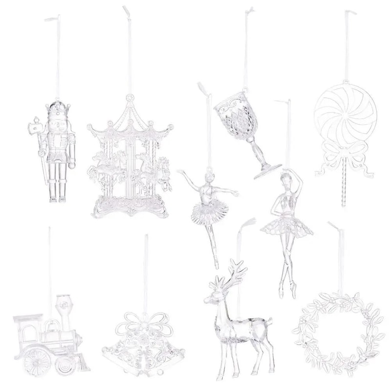 Clear Acrylic Christmas Ornaments Angel Hanging Transparent Tree Decorations 14