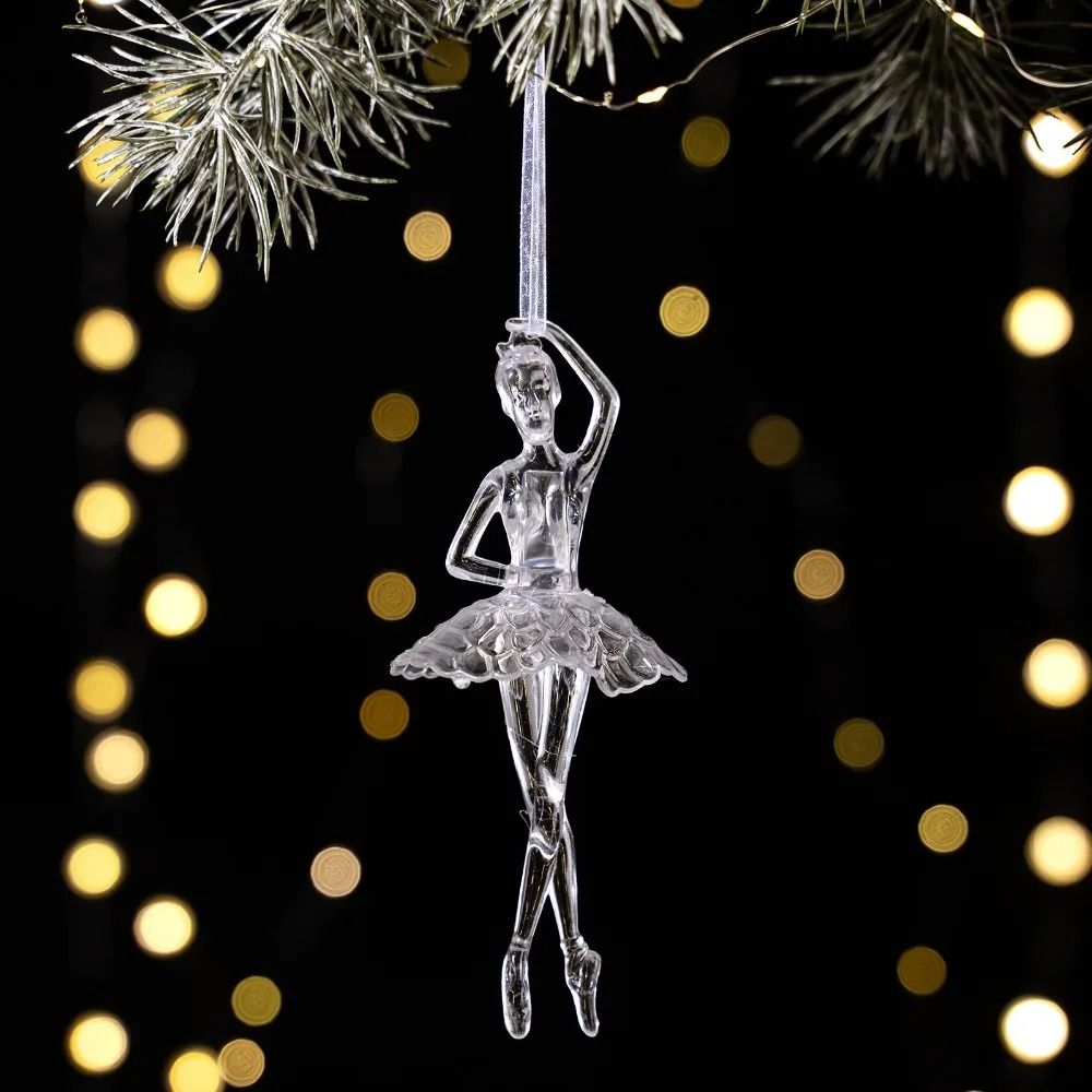 Clear Acrylic Christmas Ornaments Angel Hanging Transparent Tree Decorations 2