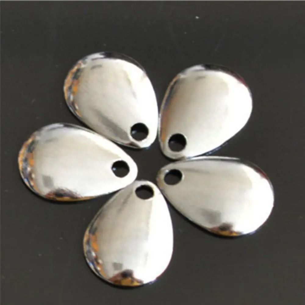 50pcs Fishing Spinner Blades Metal Lure Accessories Smooth Nickel Spoon Set 3