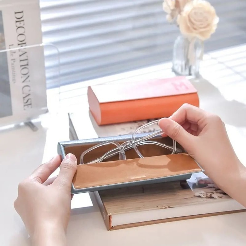 Double Glasses Case Dual Eyeglasses Holder 2 Pair Portable Double Layer Storage 6