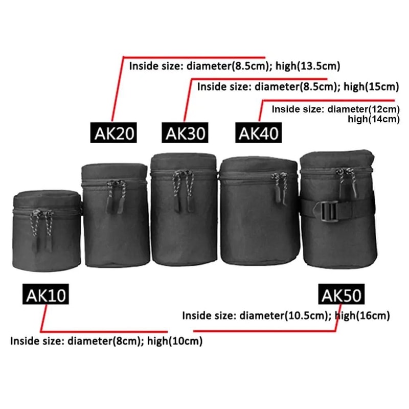 Waterproof Camera Lens Bag Padded DSLR Lens Case Soft Protective Lens Pouch 10