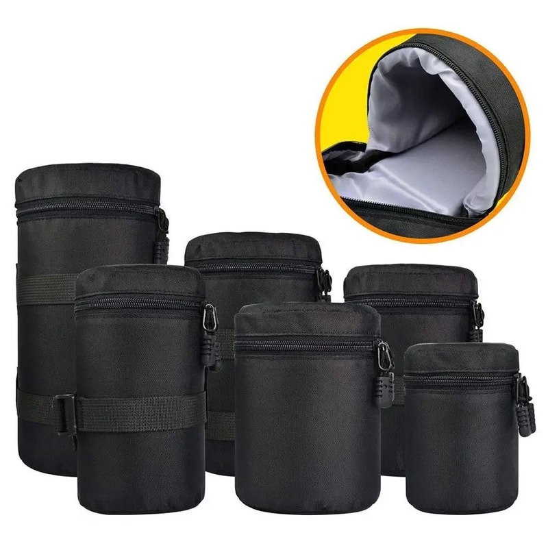 Waterproof Camera Lens Bag Padded DSLR Lens Case Soft Protective Lens Pouch 9