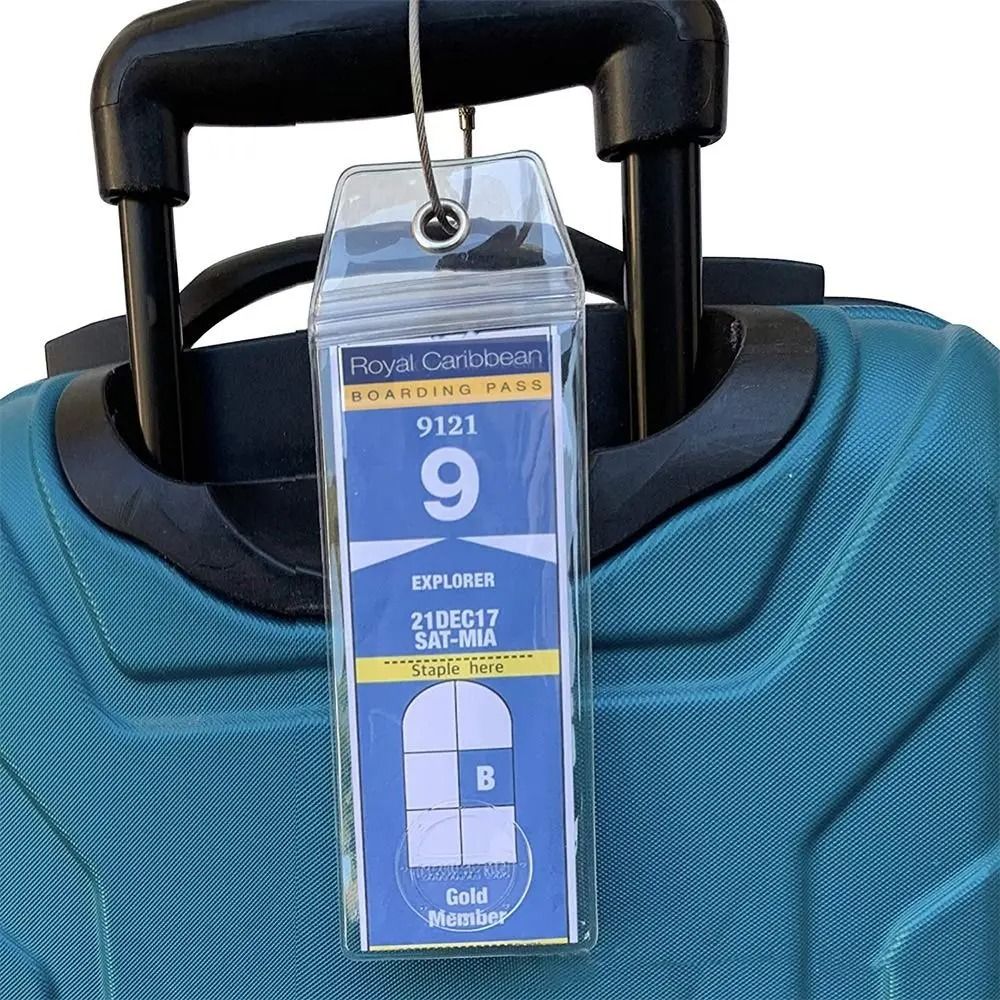 Cruise Luggage Tag Holder Travel Suitcase Label With Steel Loop Secure Tag Cover 2
