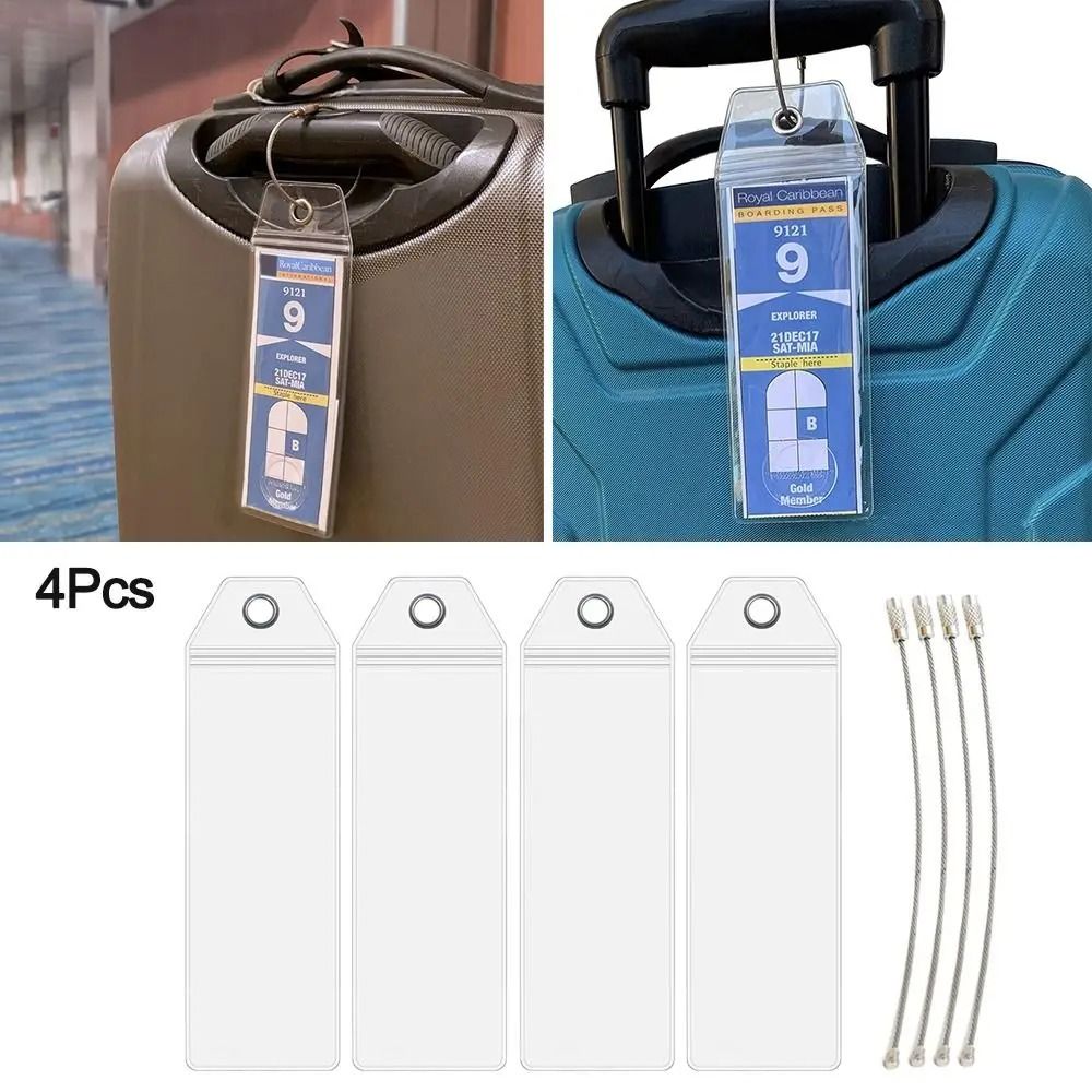 Cruise Luggage Tag Holder Travel Suitcase Label With Steel Loop Secure Tag Cover 6
