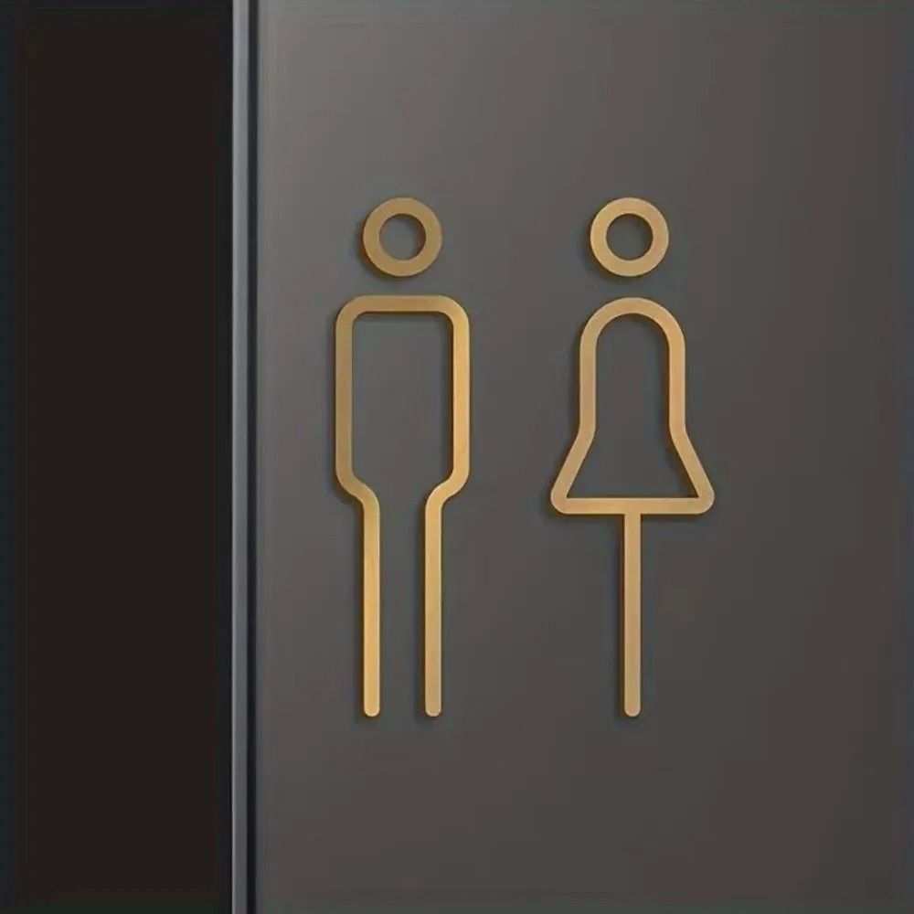 Black Gold Brass Toilet Door Sign Plate Elegant Bathroom WC Sign Board 7