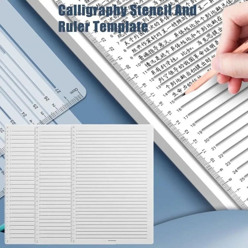 Calligraphy Stencil Ruler Transparent Writing Template Straight Line Handwriting Guide 8