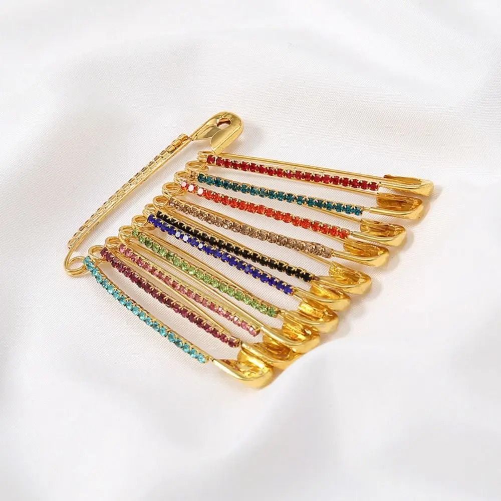 Elegant Gold Rhinestone Brooch Pin Sweater Shawl Clip For Women 4