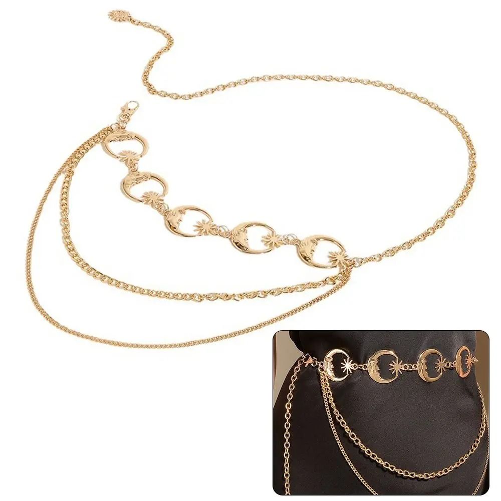 Vintage Layered Waist Chain Belt Punk Hip Hop Metal Dress Belt For Women 5