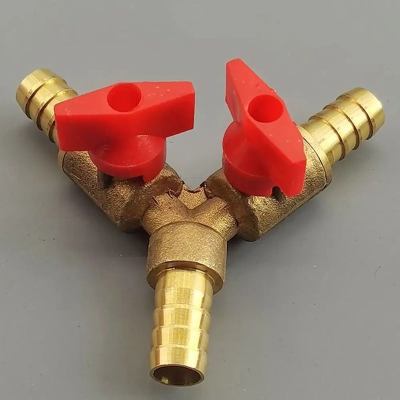 Brass Y Valve Connector 3 Way Hose Barb Shut Off Ball Valve Adapter 8