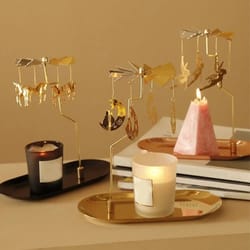 gold rotating candle holder spinning tealight decor for wedding and home