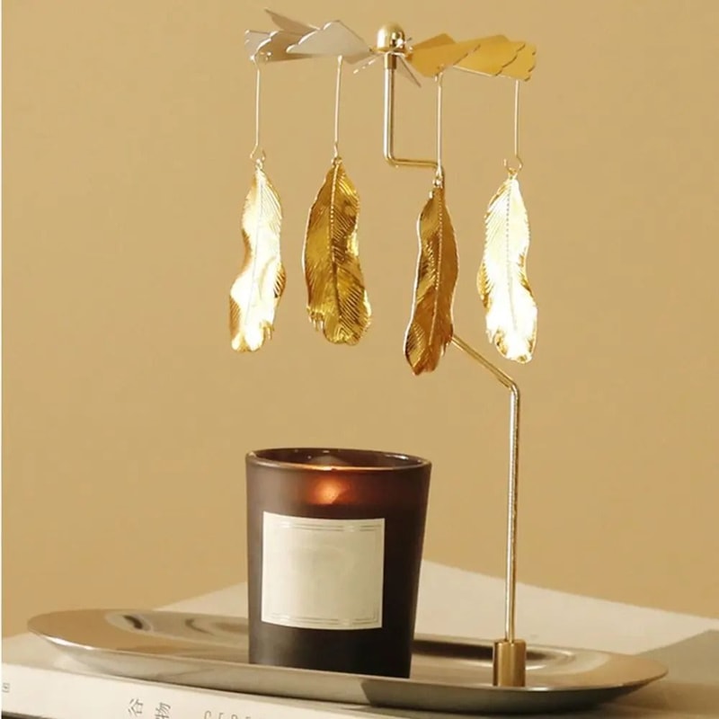Gold Rotating Candle Holder Spinning Tealight Decor For Wedding And Home 9