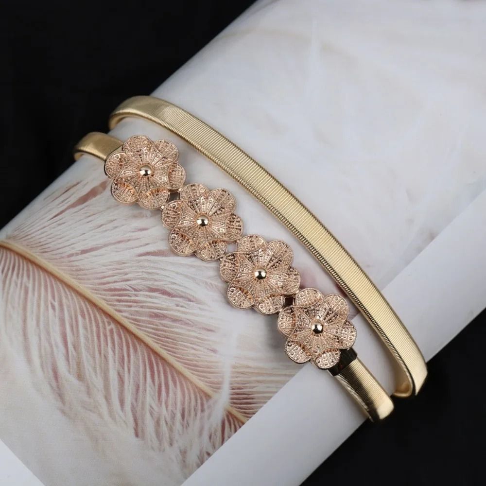 Gold Chain Belt Elastic Waist Chain Fashion Stretch Metal Belt For Women 8