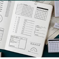 wooden journal stamp set planner scrapbooking to do list stamps