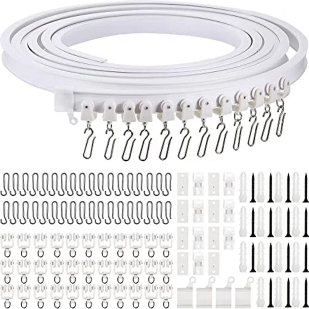 Modern Silent Curtain Track Rail Bendable Plastic Ceiling Curtain Track 0