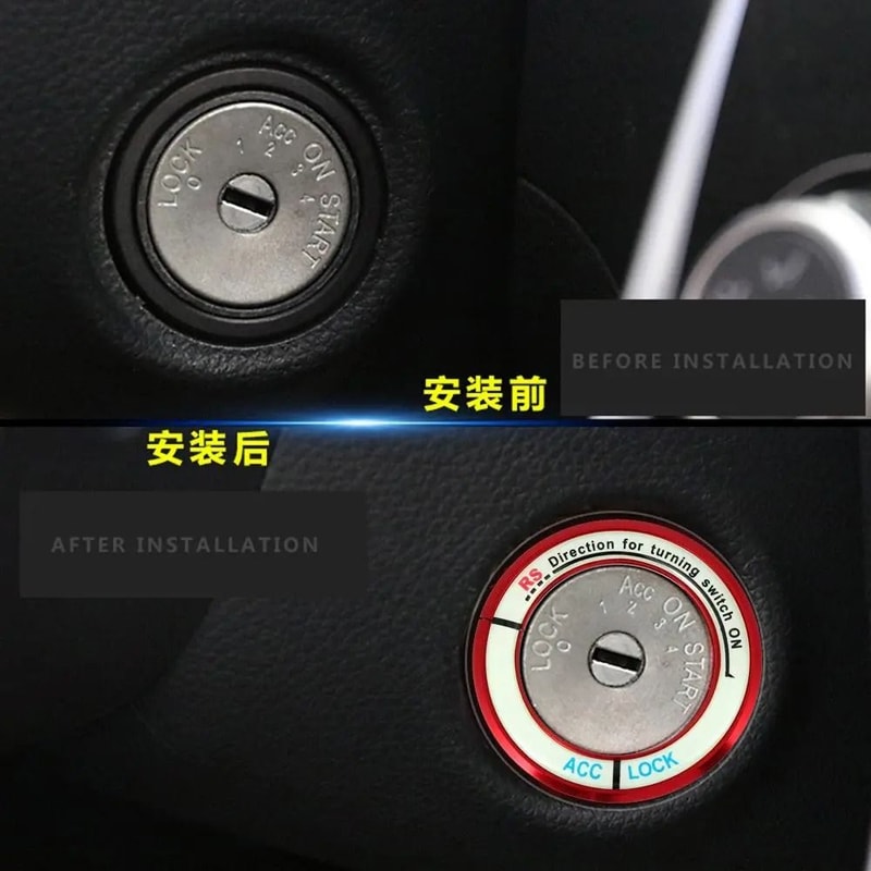 Luminous Car Ignition Switch Cover Alloy Engine Start Button Ring For Toyota Corolla 8