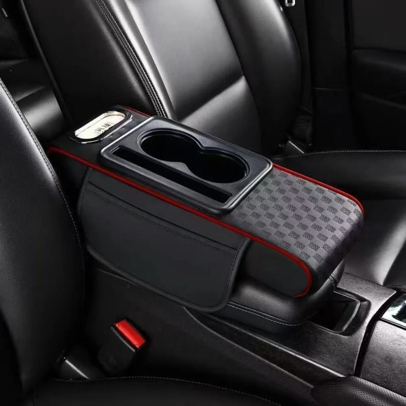 Car Armrest Cushion Center Console Pad With Storage Cup Holder And Tissue Box 8