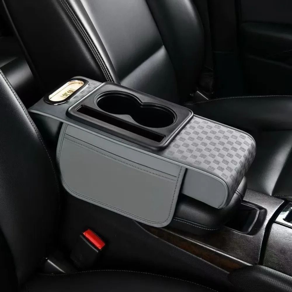 Car Armrest Cushion Center Console Pad With Storage Cup Holder And Tissue Box 4
