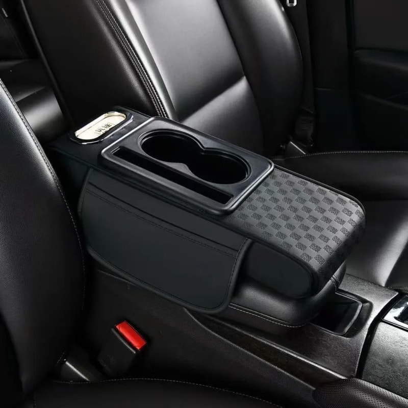 Car Armrest Cushion Center Console Pad With Storage Cup Holder And Tissue Box 2