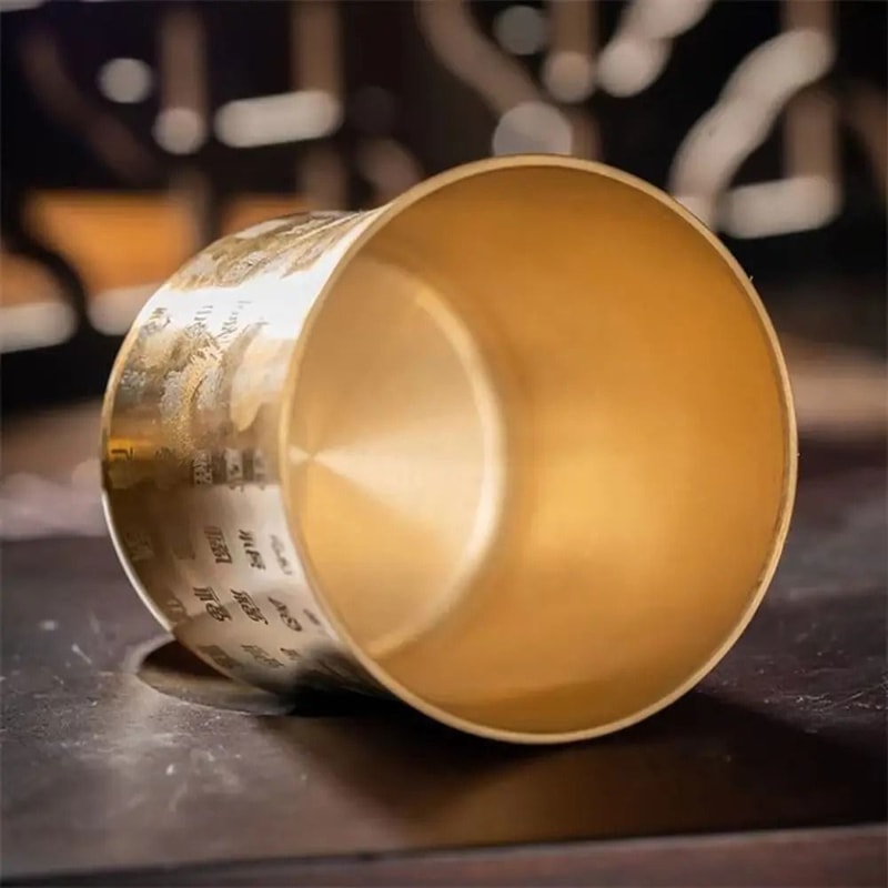 Brass Tea Cup Feng Shui Wealth Cup Decorative Auspicious Home Decor Mug 3