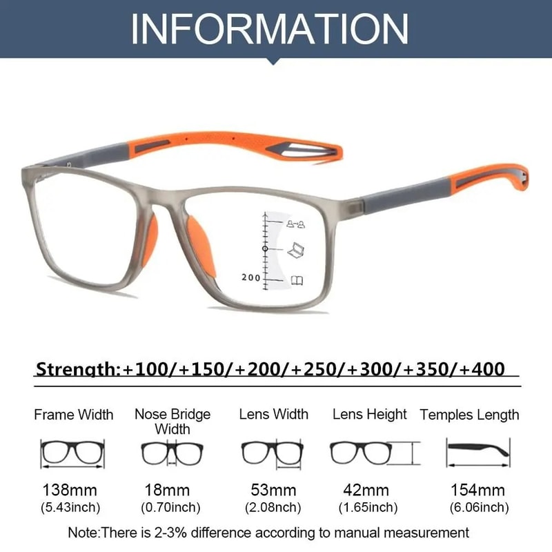 Progressive Reading Glasses Anti Blue Light TR90 Multifocal Eyewear 6