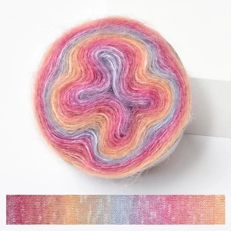 Rainbow Gradient Cake Yarn Cotton Blend Soft Crochet Lace Yarn 1