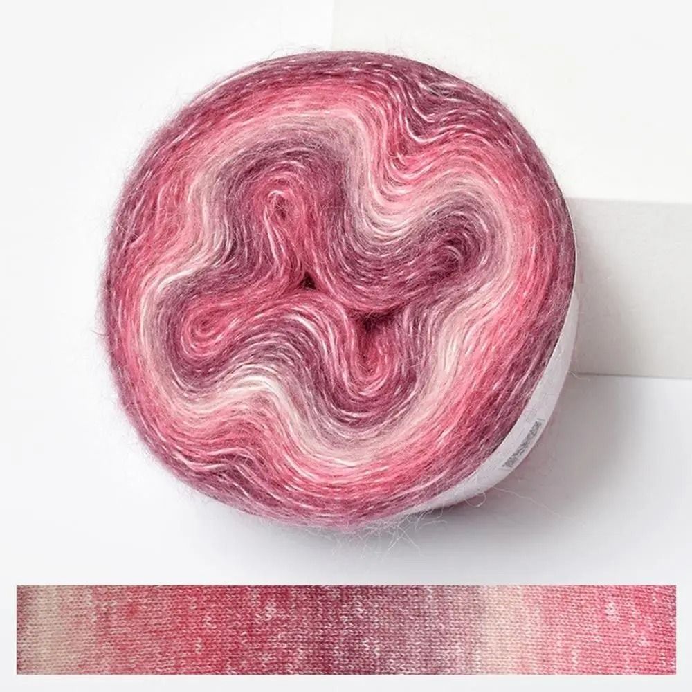 Rainbow Gradient Cake Yarn Cotton Blend Soft Crochet Lace Yarn 5