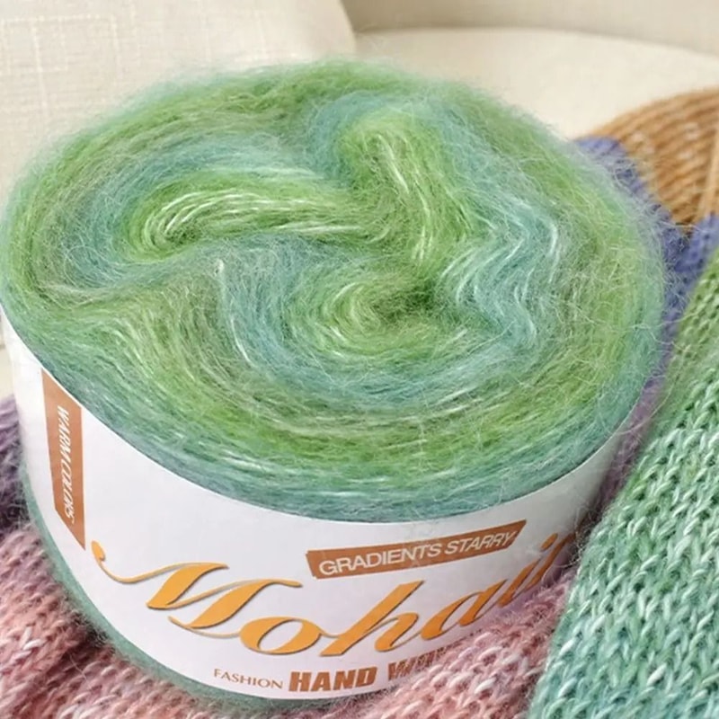 Rainbow Gradient Cake Yarn Cotton Blend Soft Crochet Lace Yarn 14