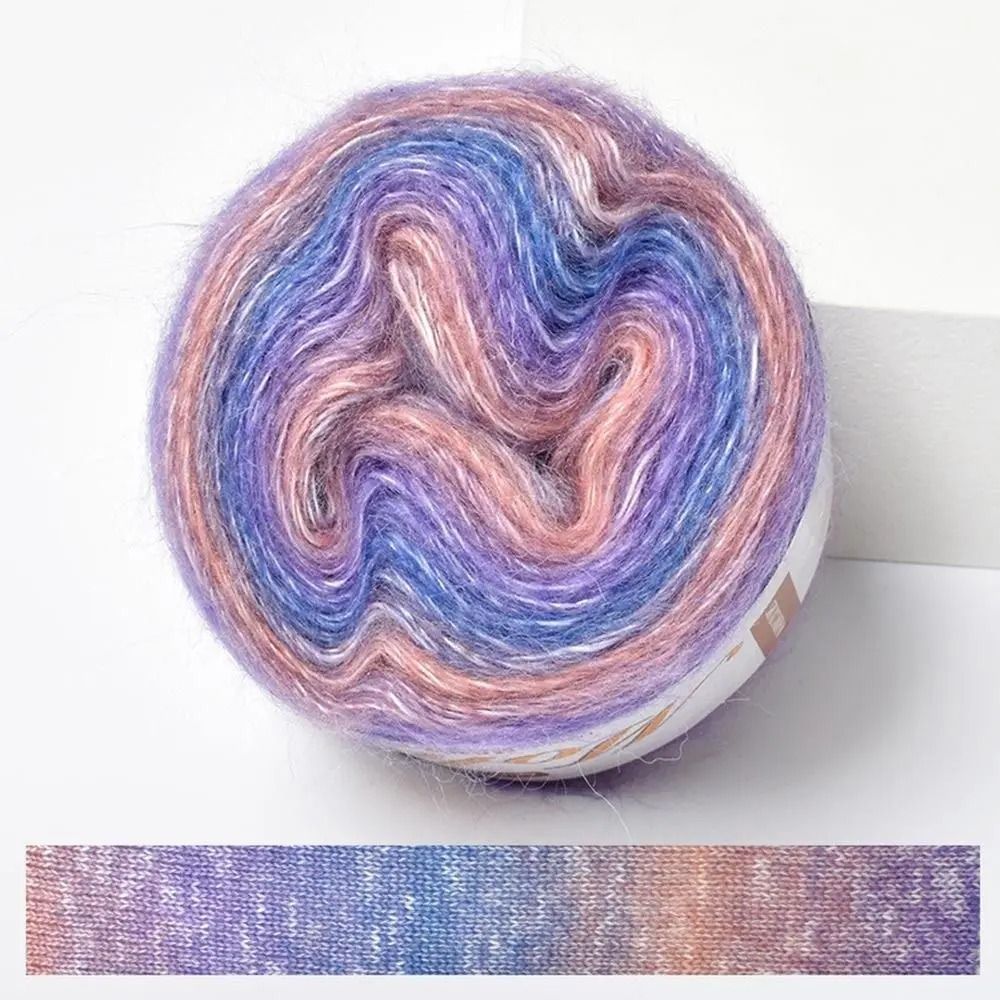 Rainbow Gradient Cake Yarn Cotton Blend Soft Crochet Lace Yarn 8