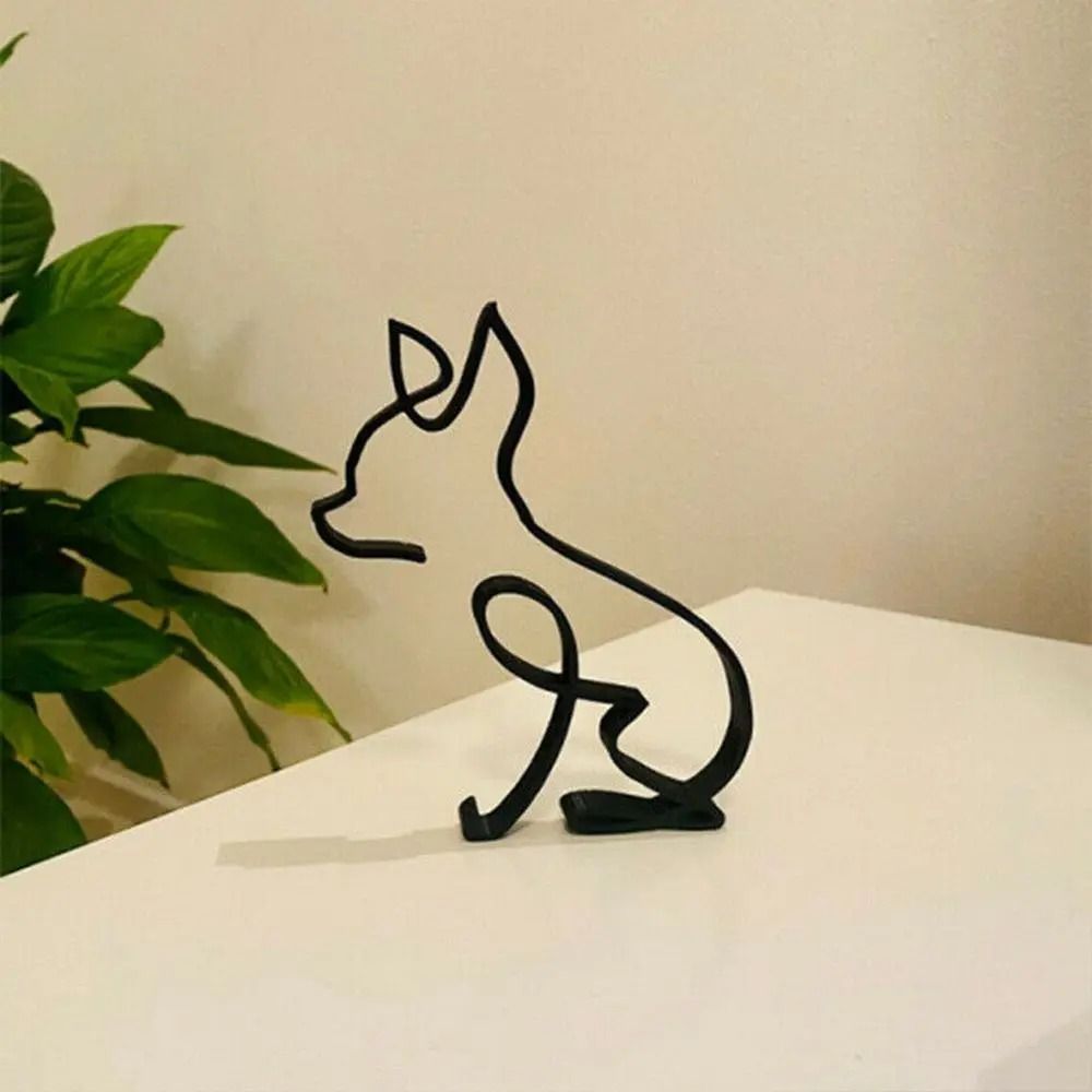 Modern Wrought Iron Dog Figurine Abstract Animal Sculpture Home Decor 2