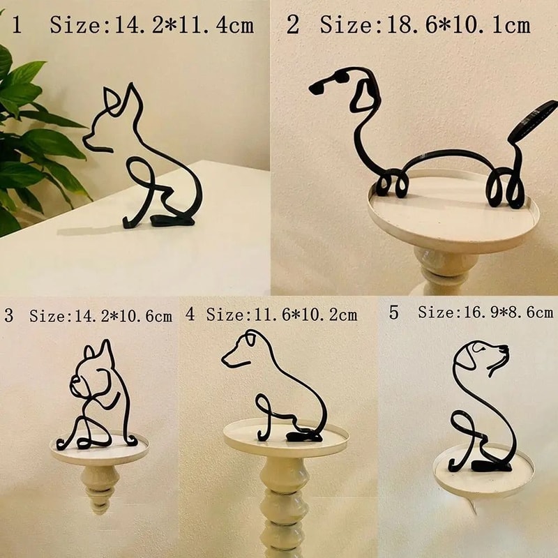 Modern Wrought Iron Dog Figurine Abstract Animal Sculpture Home Decor 6
