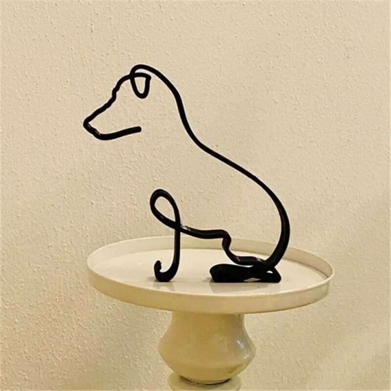 Modern Wrought Iron Dog Figurine Abstract Animal Sculpture Home Decor 1