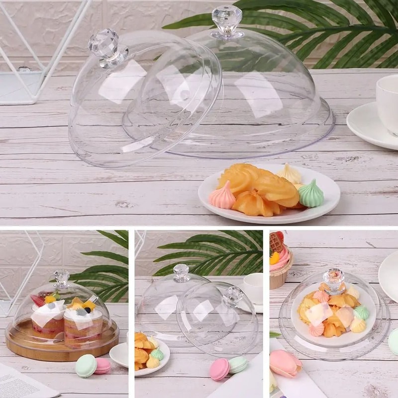 Acrylic Cake Display Stand With Cover Food Dome Dessert Plate 10