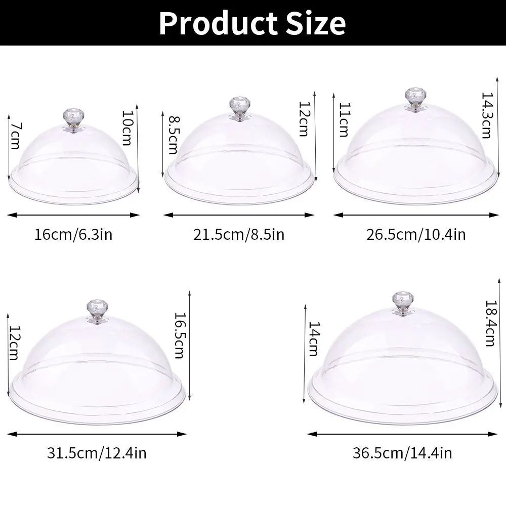 Acrylic Cake Display Stand With Cover Food Dome Dessert Plate 6
