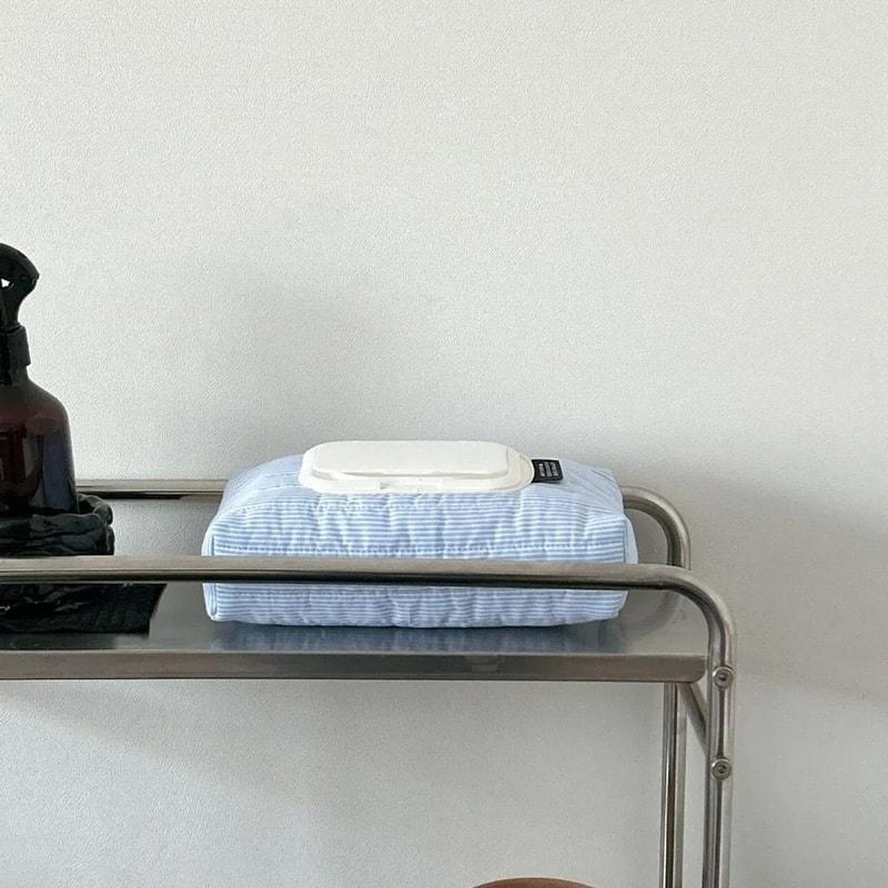 Striped Quilted Wet Wipe Pouch Portable Tissue Organizer Case 7
