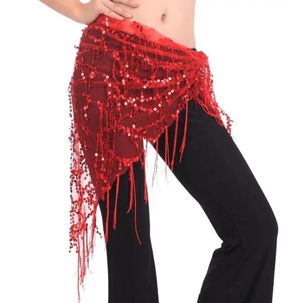 Sequin Belly Dance Hip Scarf Tassel Dance Waist Belt Costume 9