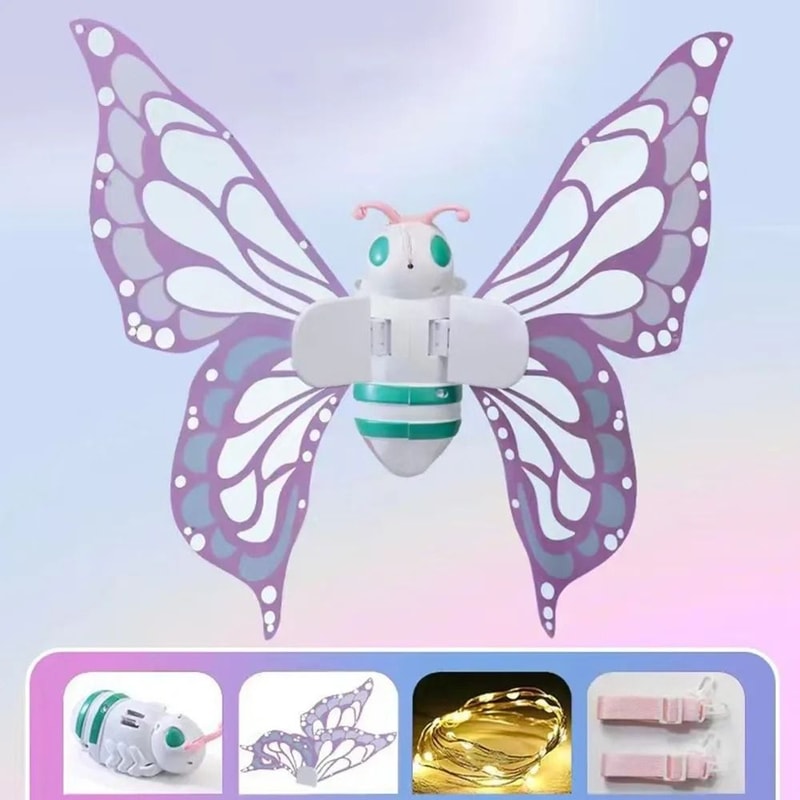 LED Fairy Wings Light Up Moving Butterfly Costume Wings For Kids 0