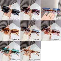 rimless retro sunglasses uv400 metal frame fashion shades