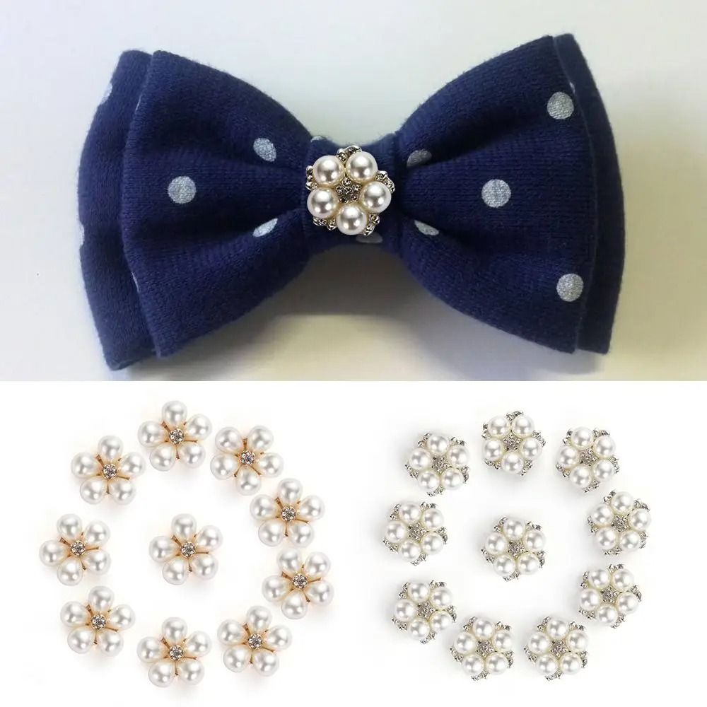 Rhinestone Pearl Flower Buttons Set Wedding DIY Craft Embellishments 9