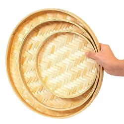 hand woven bamboo tray fruit basket decorative kitchen storage tray