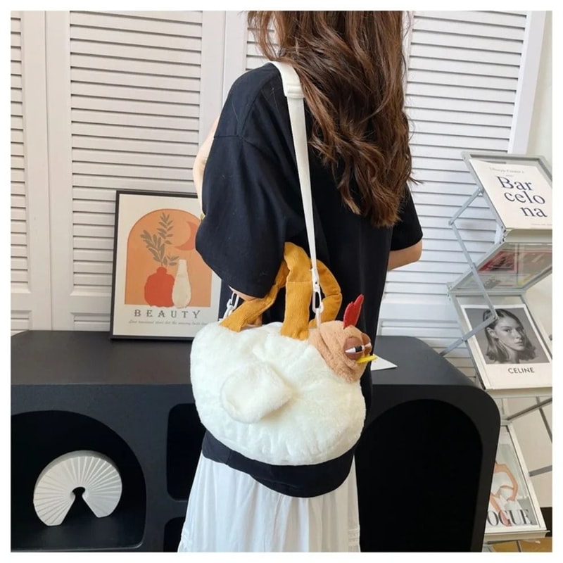 Cute Plush Chicken Bag Soft Animal Shoulder Handbag For Girls 1