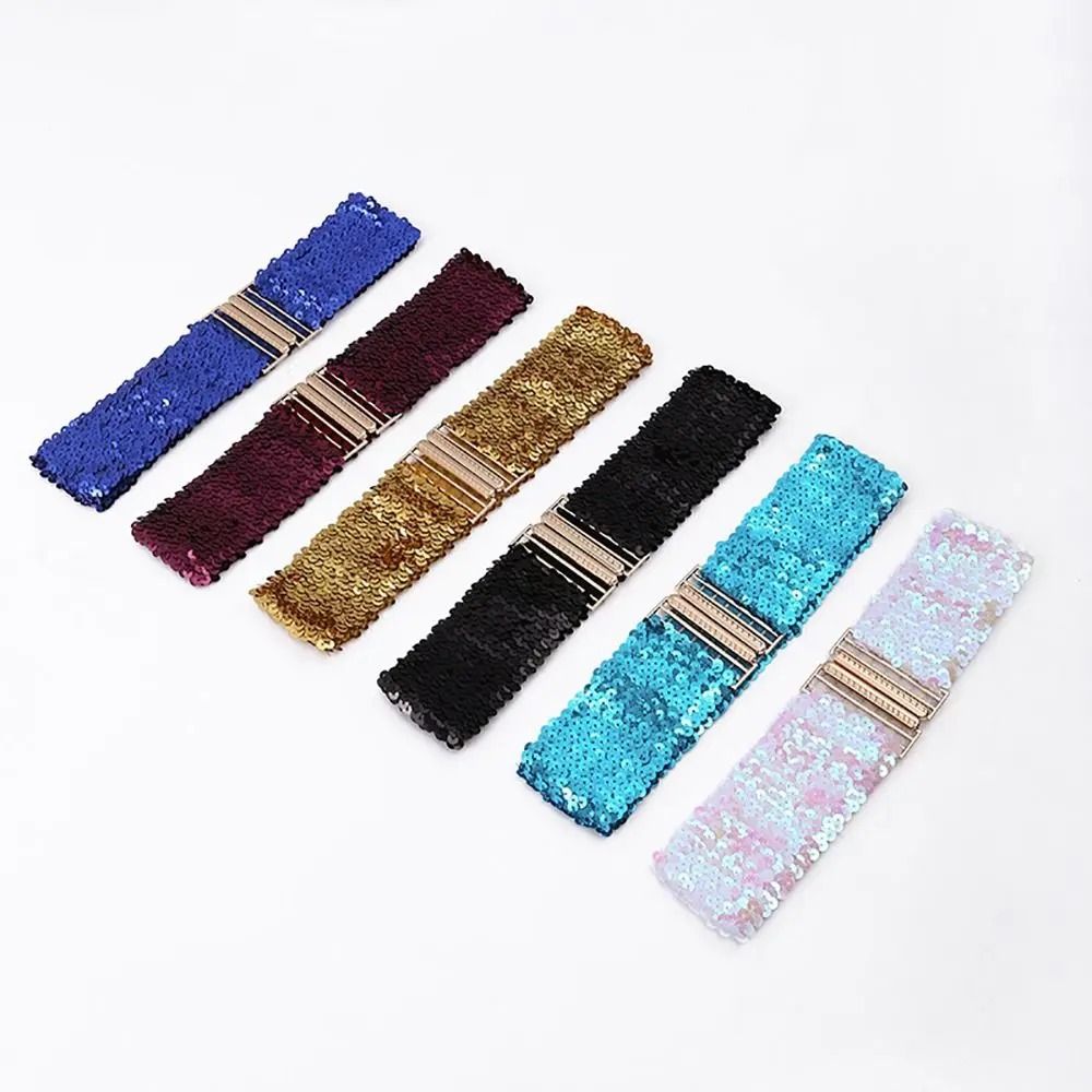 Sequin Stretch Belt Wide Elastic Corset Waistband For Women 0