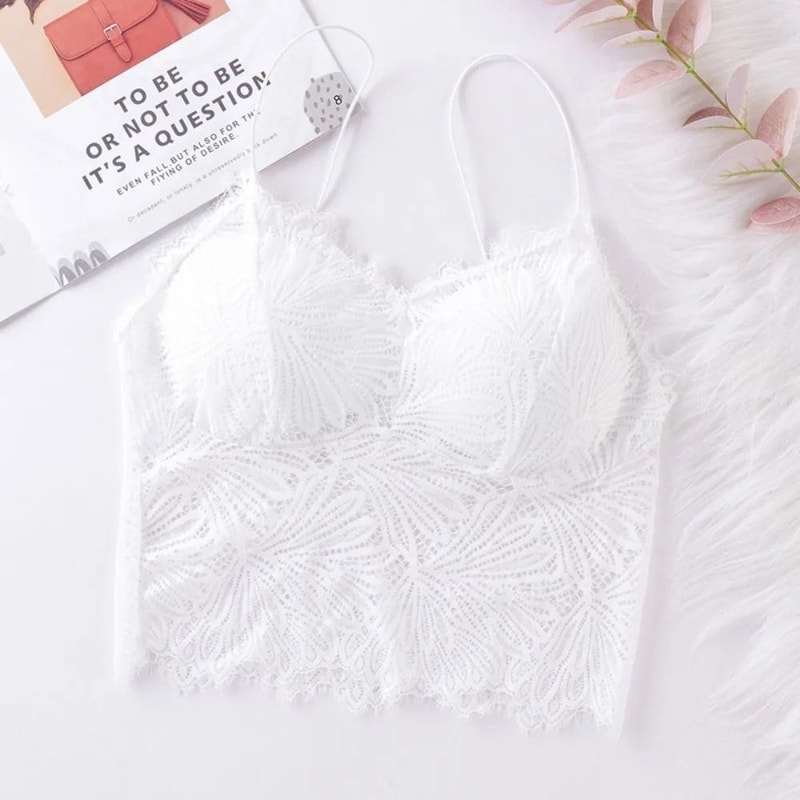 Lace Crop Top Sleeveless Sexy Bralette Summer Tank With Zipper Back 7