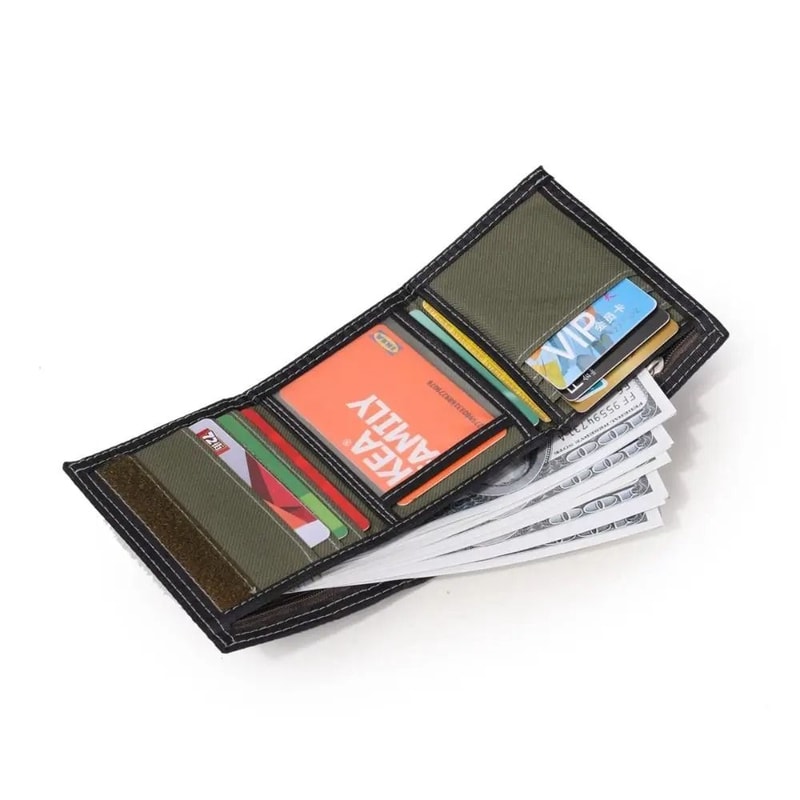 Canvas Trifold Wallet For Men Compact Card Holder Coin Purse 9