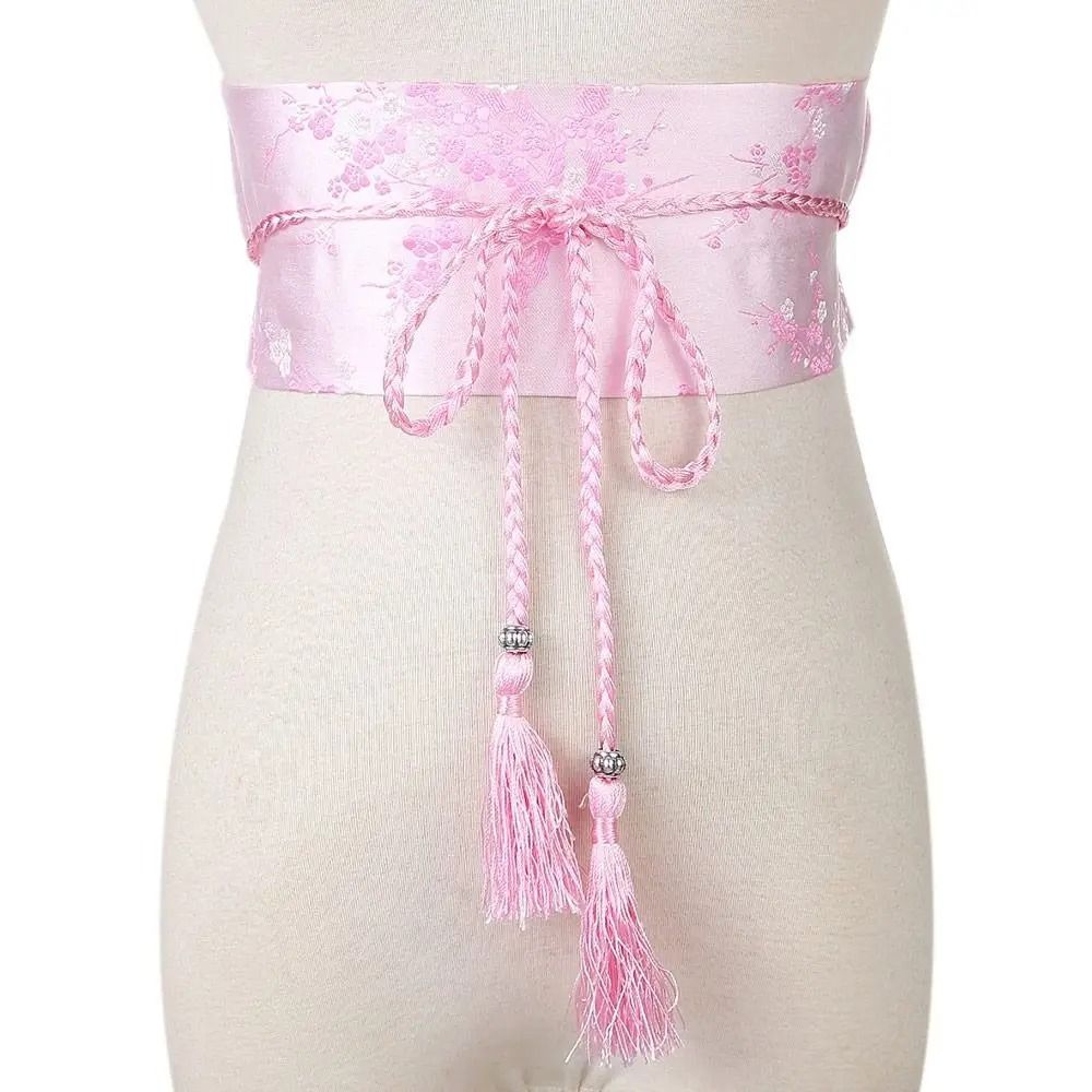Japanese Kimono Bow Belt Floral Satin Corset Waistband For Women 4