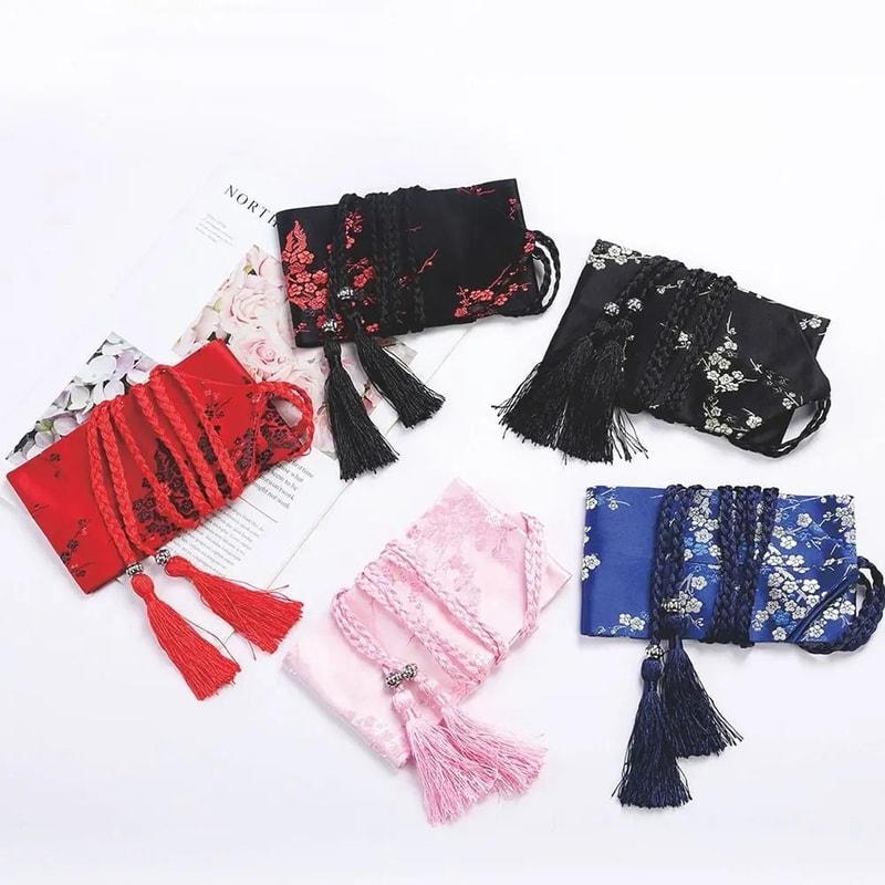 Japanese Kimono Bow Belt Floral Satin Corset Waistband For Women 9
