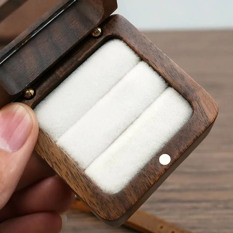 Wooden Ring Box Engagement Wedding Jewelry Display Holder 13